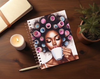 Beautiful Black Woman Journal Covers PNG Design Sublimation - Spiral Planner Cover Notebook Cover - Printable Journal Instant Download