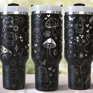 Garden Mushrooms Gnomes Laser Engraved Full Wrap Design for 40oz Tumbler, Digital Download, SVG For Laser Rotary, 40oz Tumbler Laser Wrap