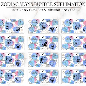 Pakiet Zodiac AFFIRMATION 16OZ Libbey Glass Can Wrap Plik PNG • Sublimacja • ZNAKI ZODIAKU • Astrologia • Horoskop • 16oz Libbey Glass Wrap