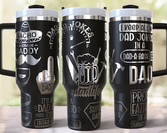 Dad Jokes Laser Engraved Wrap Design for 40oz Quencher Tumbler SVG File Fathers Day