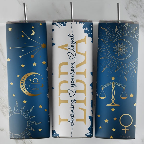 Zodiac Constellations Zodiac Sign Libra • 20oz skinny tumbler template Sublimation Design • Sun • Stars • Png File • Digital  Download