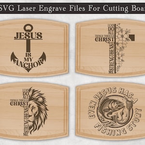 Christian Cutting Board Laser Engraved File Design, Charcuterie Board SVG, Glowforge, Laser Cut File, Jesus Cross Cutting Board Design