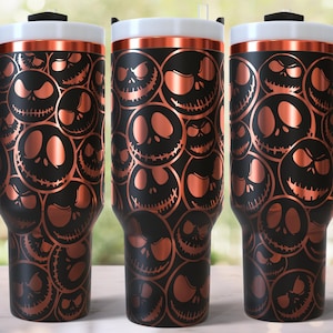 Diseño de esqueleto de Halloween grabado a láser para vaso de 40 oz, descarga digital, SVG para láser rotatorio, envoltura láser para vaso de 40 oz imagen 2