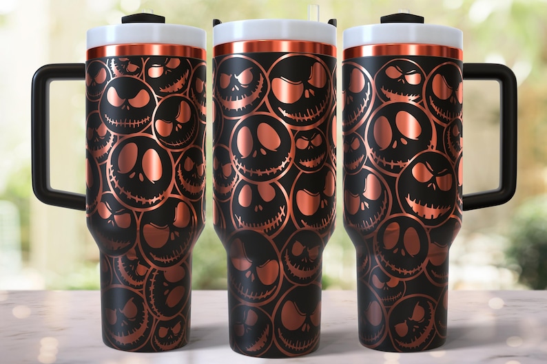 Diseño de esqueleto de Halloween grabado a láser para vaso de 40 oz, descarga digital, SVG para láser rotatorio, envoltura láser para vaso de 40 oz imagen 2
