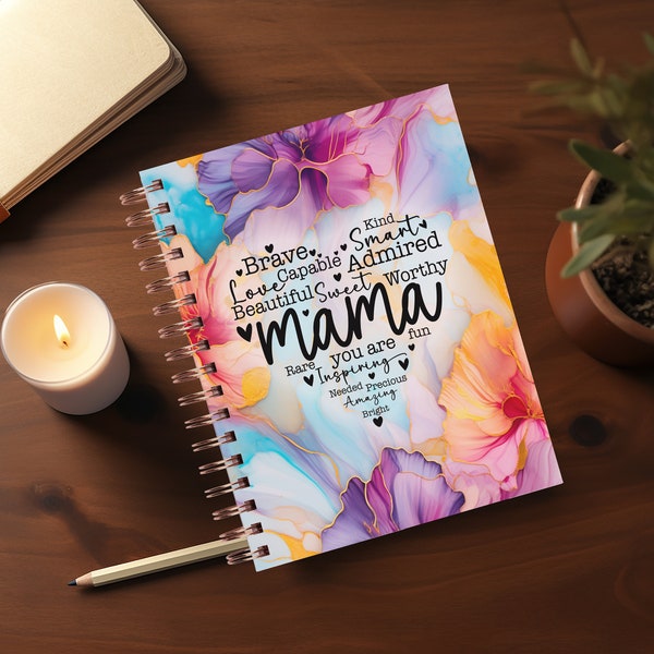 Mothers Day Journal Cover PNG Design Sublimation - Mom Mama Spiral Journal Notebook Cover Daily Planner Cover - Digital Instant Download