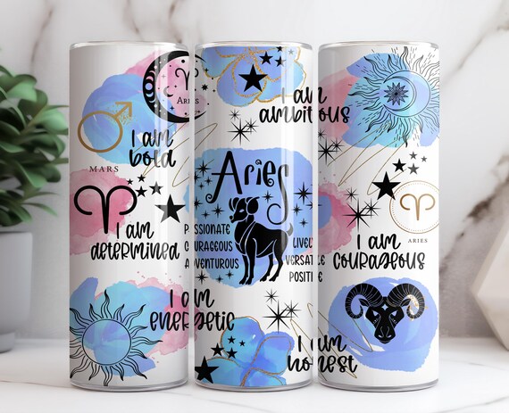 Aries Zodiac Sign 20oz Skinny Seamless Tumbler Wrap PNG, Sublimation Tumbler  Template, Astrology 20oz Tumbler Wrap Design, Download - Etsy