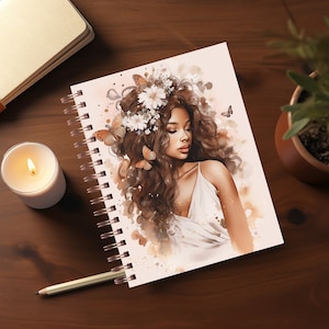 African American Woman Journal Cover PNG Design Sublimatie - Afdrukbare spiraal Planner Cover Notebook Cover Design Digitale Instant Download