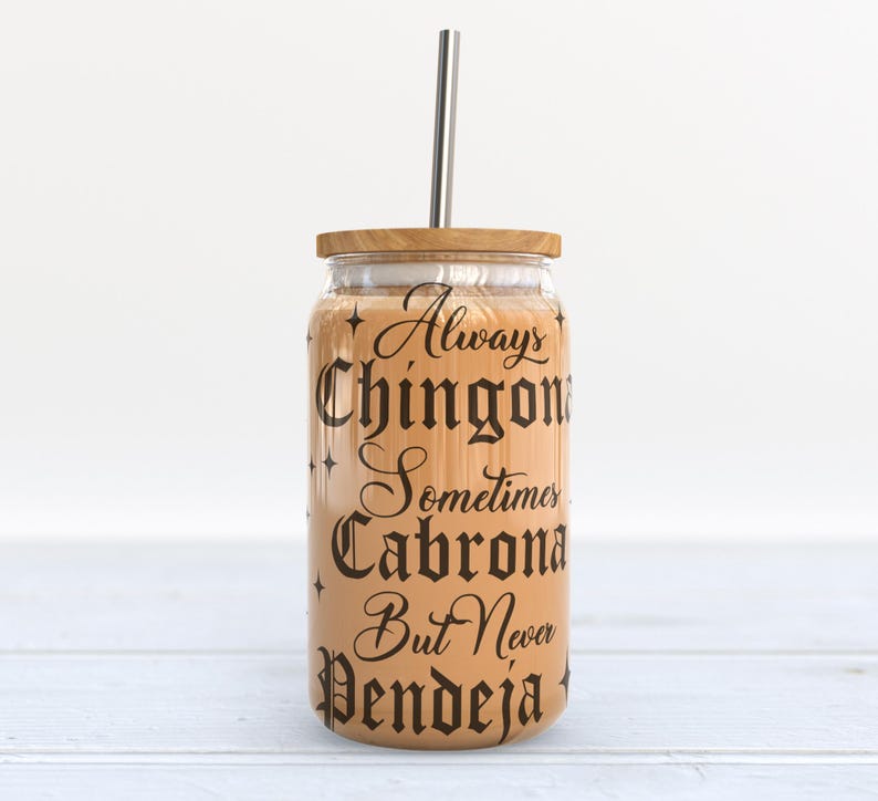 CHINGONA 16oz Libbey Glass Can Tumbler Template Wrap Sublimation PNG File • Chingona Sublimation Design • PNG file • Digital Download image 3
