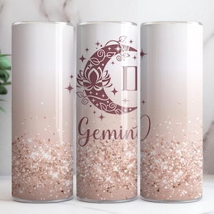 20 oz Skinny Tumbler Wrap Sublimation Design • GEMINI • Zodiac Sign • Digital Download • PNG file • Sublimation Design