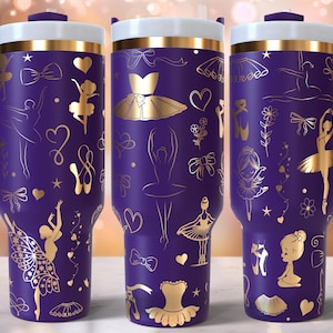 Ballet Dancer Laser Engraved Full Wrap Design for 40oz Tumbler, Digital Download, SVG For Laser Rotary, Ballerina 40oz Tumbler Laser Wrap