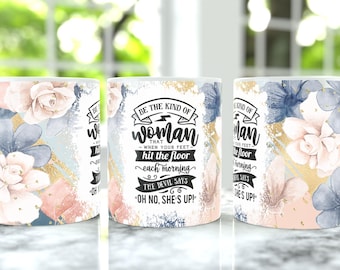 Woman Of God Coffee Mug Wrap PNG, 15oz Coffee Mug Sublimation Designs, 11oz Coffee Mug Wrap, Christian 15oz & 11oz Cup Digital Design