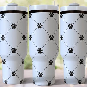 Dog Paw Print Laser Engraved Full Wrap Design for 40oz Tumbler, Digital Download, SVG For Laser Rotary, 40oz Tumbler Laser Wrap - Dog Mom