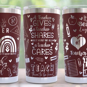 Teacher Appreciation Laser Engraved Full Wrap Design for 20oz Tumbler ...
