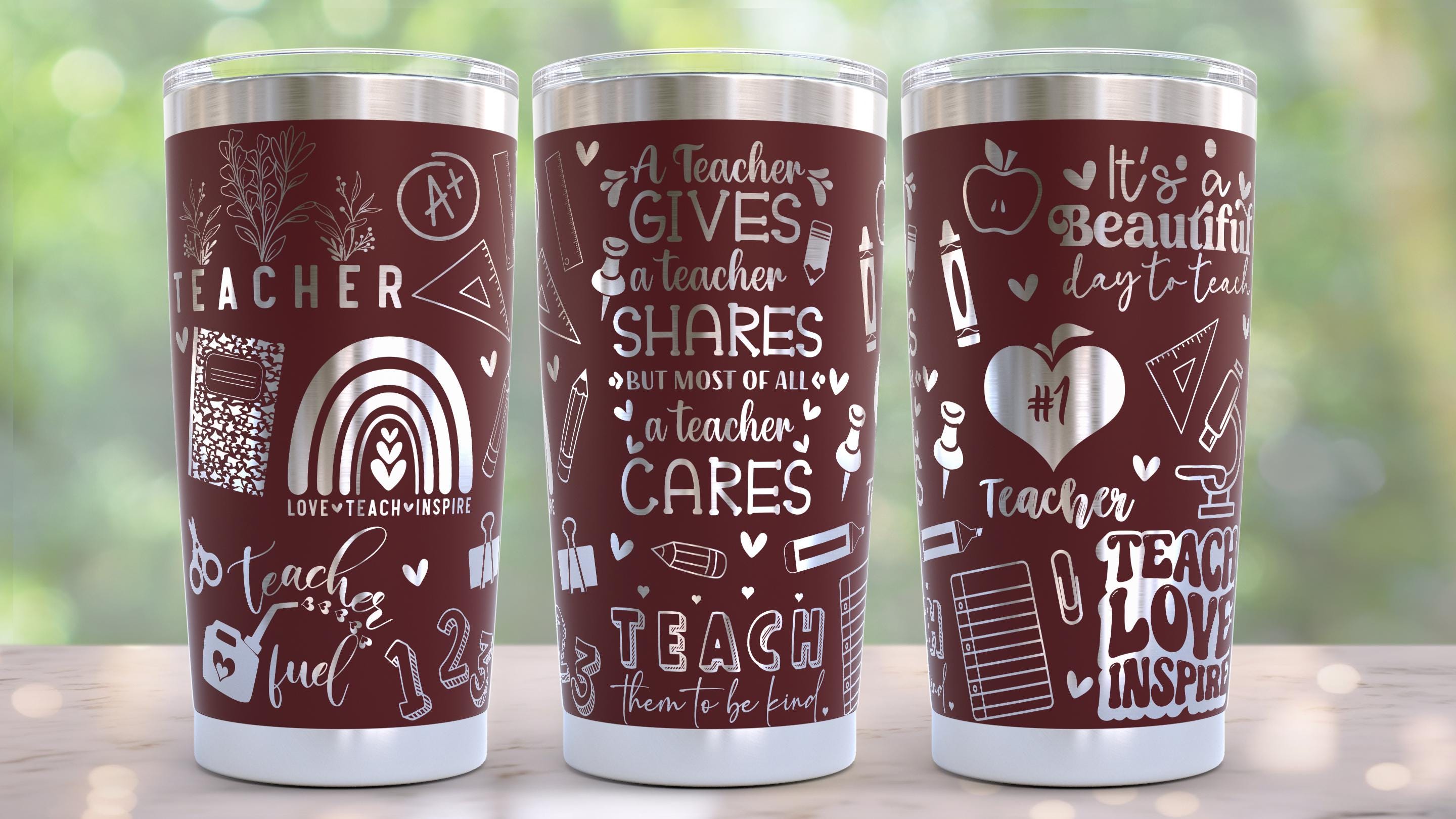 Teacher Appreciation Laser Engraved Full Wrap Design for 20oz Tumbler ...