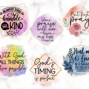Sublimation Bundle • FAITH Quotes • 11oz Coffee Mug Sublimation Quote • 16oz Libbey Glass Can • Watercolor •  Religious Quotes • PNG Files