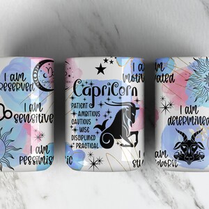 Sterrenbeeld STEENBOK 15oz Mok Sublimatie Design PNG File • Steenbok Bevestiging 15oz Mok • Koffiemok Wrap Design • Horoscoop • Astrologie