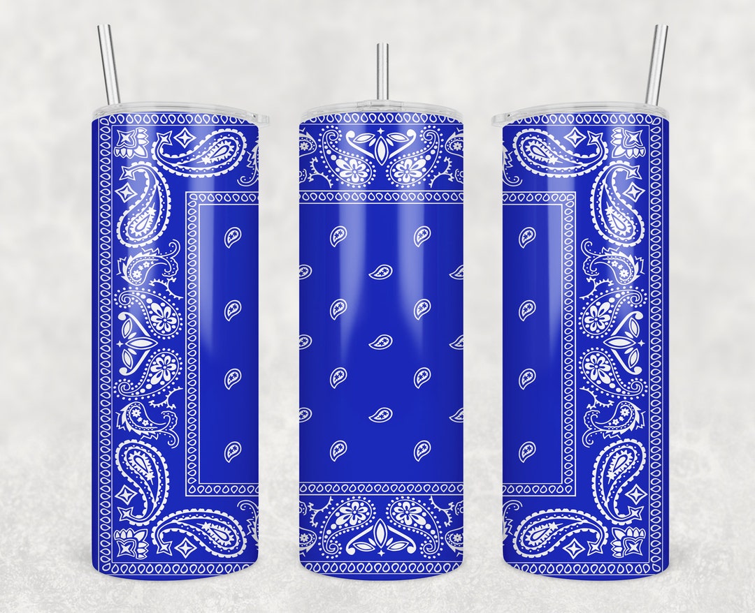 Blue BANDANA 20oz Skinny Tumbler Sublimation Design Wrap Skinny Tumbler
