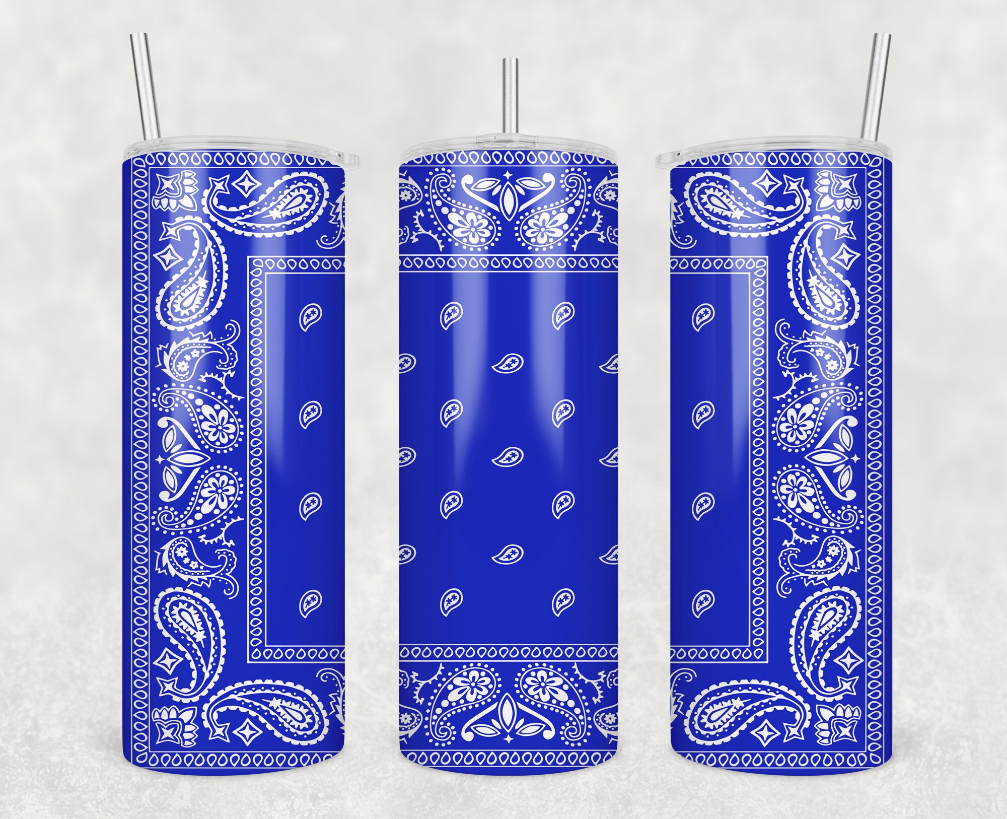 Blue BANDANA 20oz Skinny Tumbler Sublimation Design Wrap Etsy