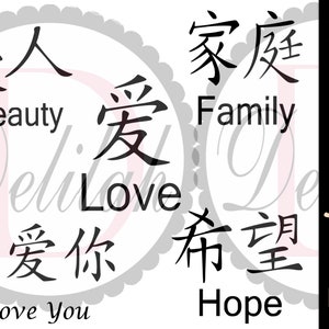 Simboli cinesi SVG / PNG Instant Digital Download • Lettere cinesi File SVG • Design Space Cricut • File Png • File Jpeg • File Dxf