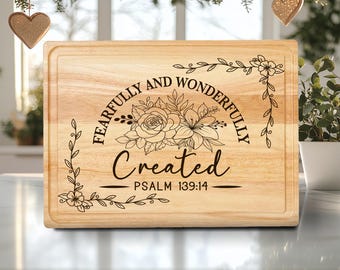 Psalm 139 Bible Verse Cutting Board Laser Engraved File Design, Charcuterie Board SVG, Glowforge, Laser SVG, Christian Chopping Board Design