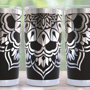 Mandala Flower Laser Engraved Full Wrap Design For 20oz Tumbler, SVG Tumbler Wrap For Rotary, Laser Engraved 30oz Tumbler Wrap Seamless