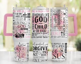 Vrouw van God 40oz Tumbler Wrap sublimatie PNG-bestand - christelijk geloof 40oz Tumbler sjabloon - Jezus Bijbelverzen Instant Digitale Download