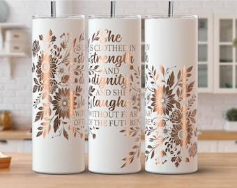 Vrouw bijbelvers lasergegraveerd 20oz magere beker wrap SVG PNG-ontwerp naadloos