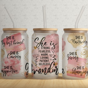 GRANDMA 16oz Libbey Tumbler Wrap PNG File • Grandma 16oz Tumbler wrap • Mothers Day 16oz Tumbler Sublimation Design • Digital File