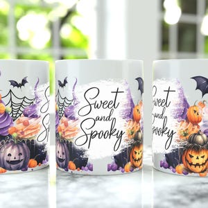 Sweet and Spooky Coffee Mug Wrap PNG, 15oz Coffee Mug Sublimation Designs, 11oz Coffee Mug Wrap, Halloween 15oz & 11oz Cup Digital Design