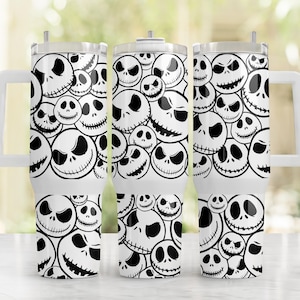 Halloween Skeleton 40oz Tumbler Sublimation Design Wrap - 40oz Quencher Tumbler PNG Digital Download - 40oz Tumbler Wrap