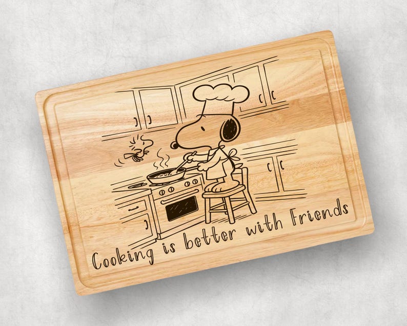 Cooking is Better With Friends Cutting Board Laser Engraved SVG File ...