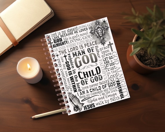 Man Of God Bible Verses Journal Covers PNG Design Sublimation - Printable Planner Cover Notebook Cover - Digital Instant Download