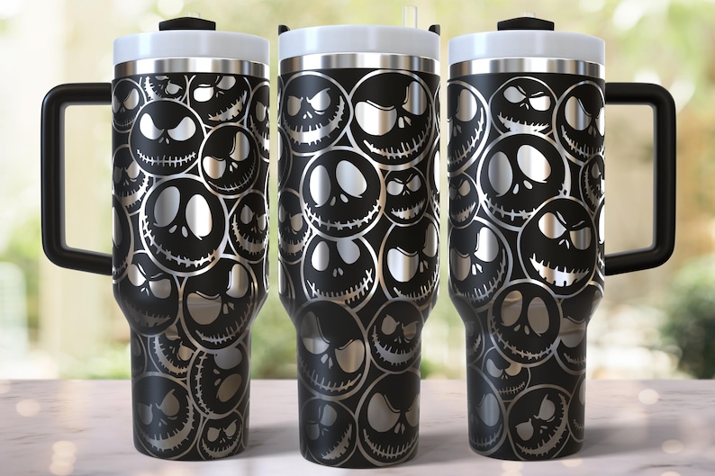 Diseño de esqueleto de Halloween grabado a láser para vaso de 40 oz, descarga digital, SVG para láser rotatorio, envoltura láser para vaso de 40 oz imagen 6