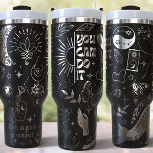 Boho Style Engraved Full Wrap Design for 40oz Tumbler, Digital Download, SVG For Laser Rotary, Boho Cat 40oz Quencher Tumbler Laser Wrap