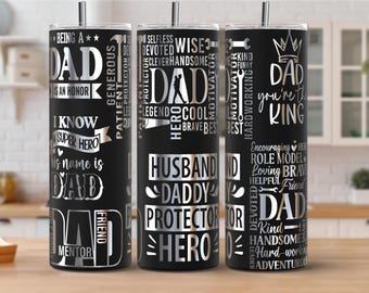 Dad Tools Laser Engraved 20oz Skinny Tumbler Wrap SVG PNG Design Seamless