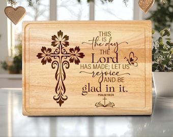 Inspirerende christelijke snijplank lasergegraveerd SVG PNG-bestand ontwerp, charcuteriebord
