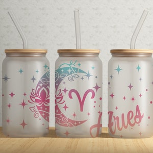 16oz Libbey Glass Can Template Tumbler Aries ZODIAC Sign Sublimation Template •  16oz Glass Sublimation Design • PNG • Digital Download
