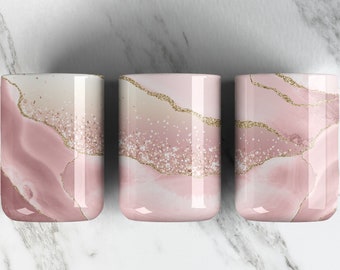 Agate Marble 11oz Mug Sublimation Design PNG File • Glitter Overlay Coffee Mug • Gold Blush Agate Coffee Mug Wrap Design • 11oz Coffee Mug