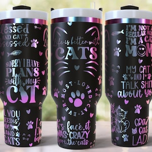 Cat MOM 40 oz Tumbler Laser Engraved Full Wrap SVG, 40 oz Tumbler Wrap Laser, Laser Engraved Svg, Cats 40 oz Tumbler Laser File