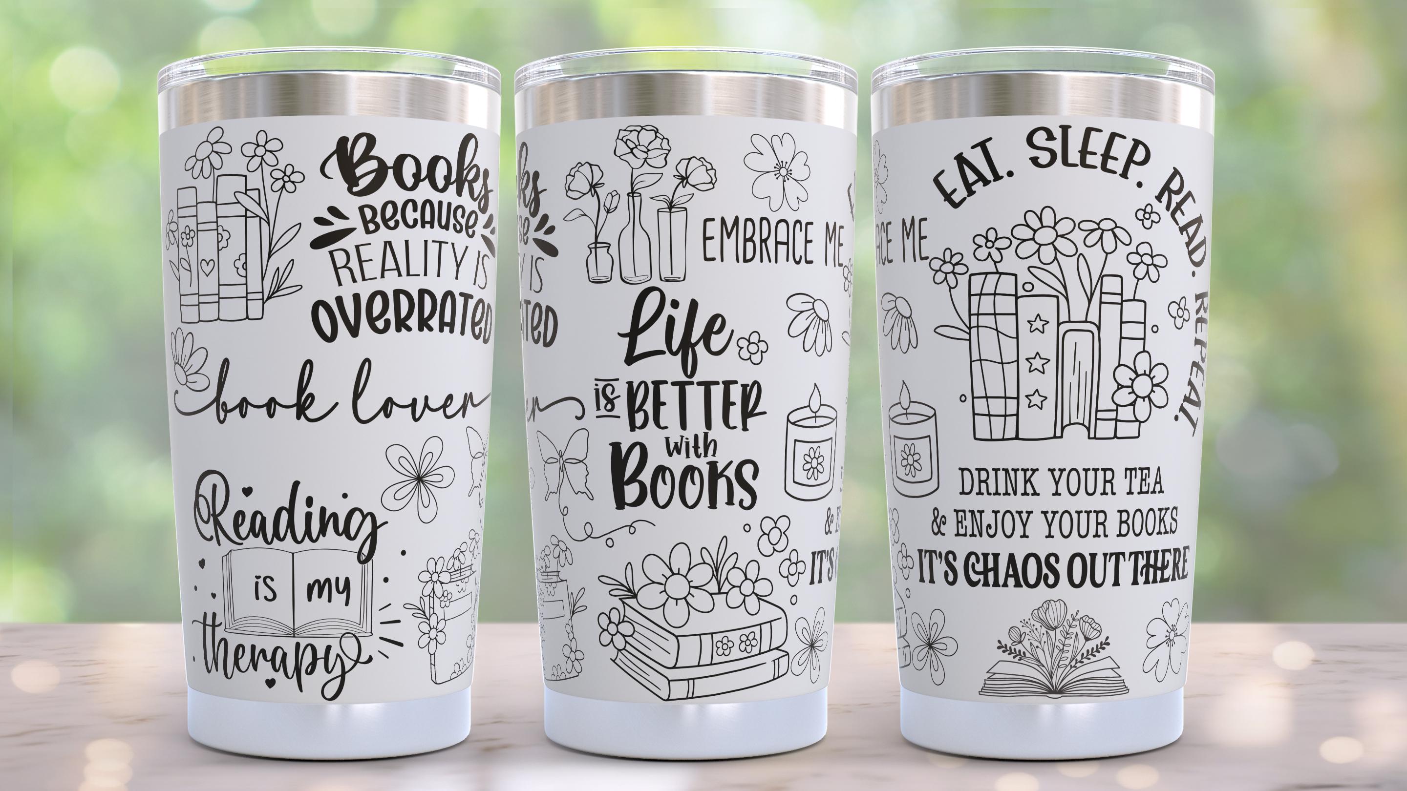 BOOKLOVER さん専用 Book Lover Laser Engraved Full Wrap Design for 20oz Tumbler, SVG