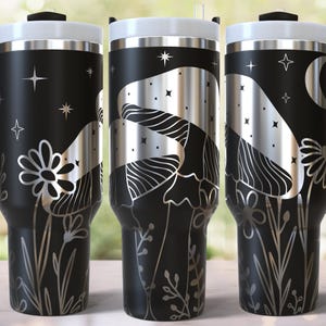 Garden Mushroom 40oz Tumbler Laser Engraved SVG File, Laser Rotary Digital Design, Boho Mushroom 40oz Laser Tumbler Wrap Digital Download