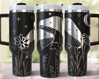 Gartenpilz 40oz Tumbler Laser gravierte SVG-Datei, Laser Rotierendes digitales Design, Boho Pilz 40oz Laser Tumbler Wrap digitaler Download