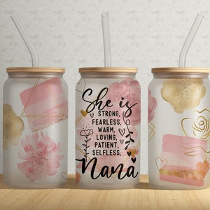 Mothers Day 16oz Libbey Can Tumbler Wrap PNG File • NANA • Grandma 16oz Tumbler wrap • Mothers Day 16oz Tumbler Sublimation Design •