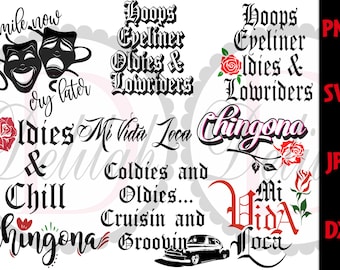 Lowrider Bundle SVG • Mi Vida Loca SVG • Chingona Svg • Latina Svg  • Chicona svg • Instant Download • Svg • Jpg • Png • Dxf