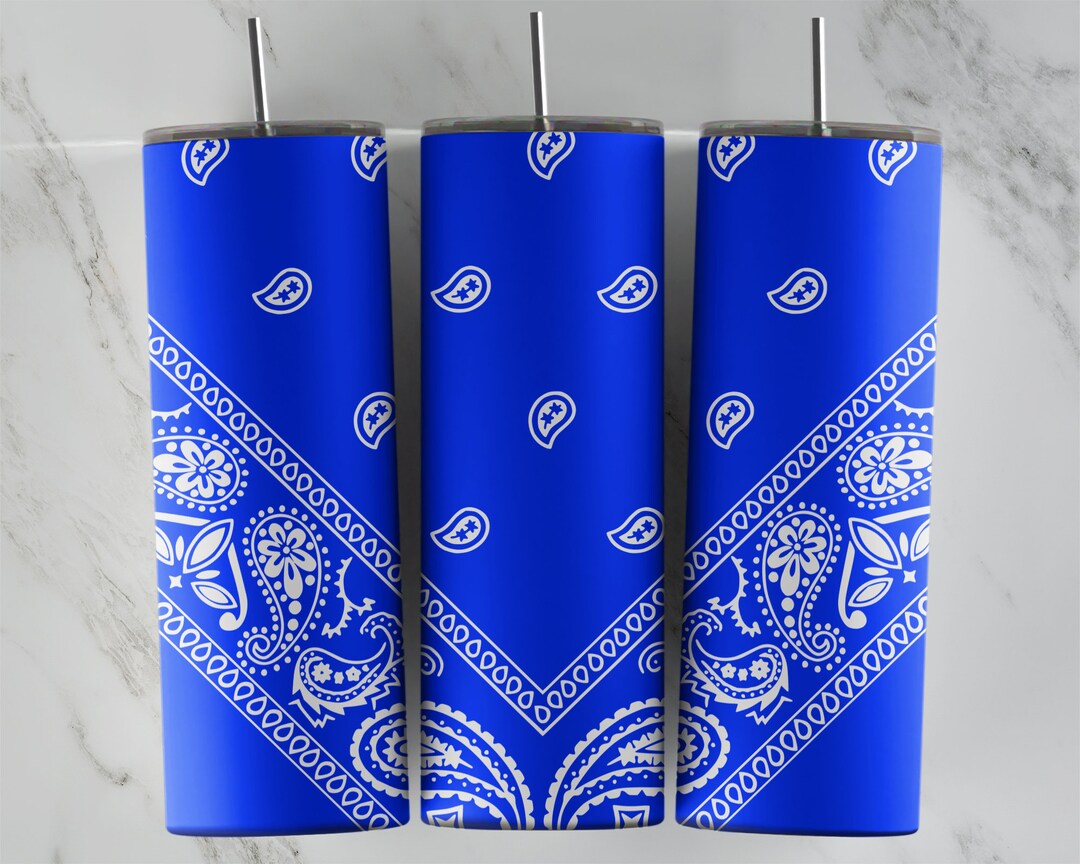 Blue Bandana 20oz Skinny Tumbler Sublimation PNG File Bandana Paisley