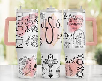 Jesus Religious 40oz Quencher Tumbler Sublimation Design Wrap, PNG Tumbler Design Sublimation Designs Download, Christian Tumbler Wrap