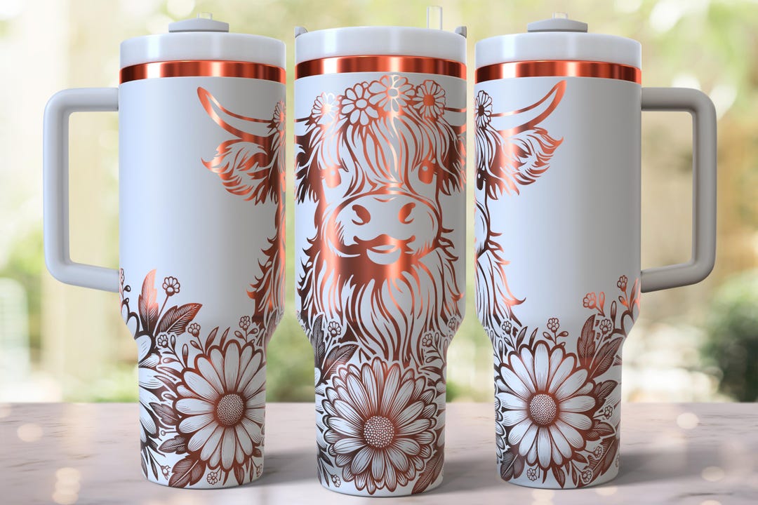 Highland Cow 40 Oz Tumbler Laser Engraved Full Wrap SVG, 40 Oz Tumbler ...
