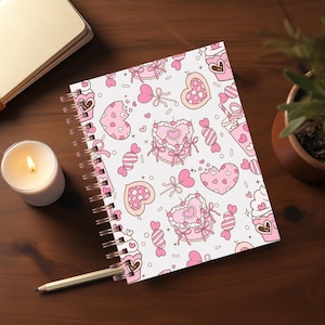 Valentine&#39;s Journal Covers PNG Design Sublimation - Printable Planner Cover Spiral Notebook Cover - Instant Download