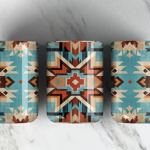 Boho AZTEC Pattern 11oz Coffee Mug Sublimation Design PNG File • Aztec  Brown Teal • Boho 11oz Mug Wrap • Mug Press • Digital