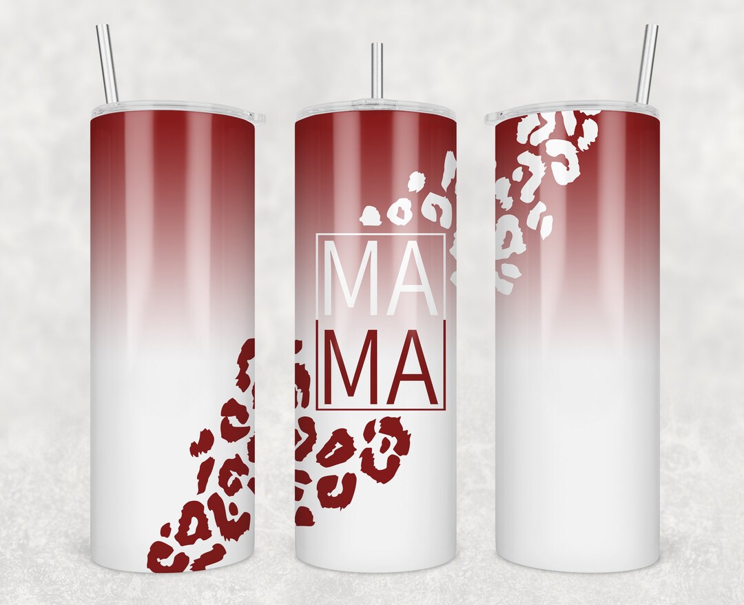20 Oz Skinny Tumbler Sublimation Design MAMA Leopard Pattern 20oz ...